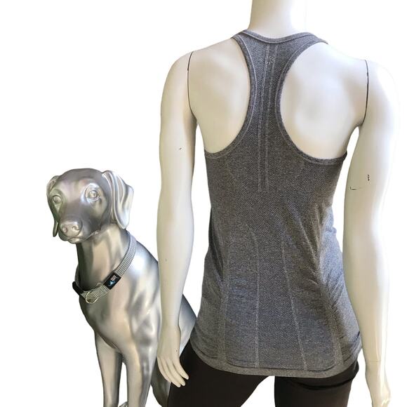 Athleta Racerback Gray Ruched Tank Top Women's Size Small - Picture 3 of 7